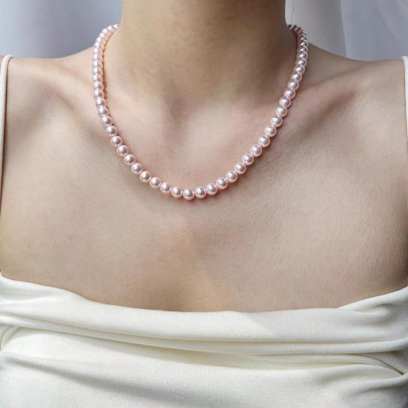 Product Introduction of LU  Natural Freshwater Pearl, Manta Rose Full String Necklace S925 7-7.5 mm  SKU:XL-071 2