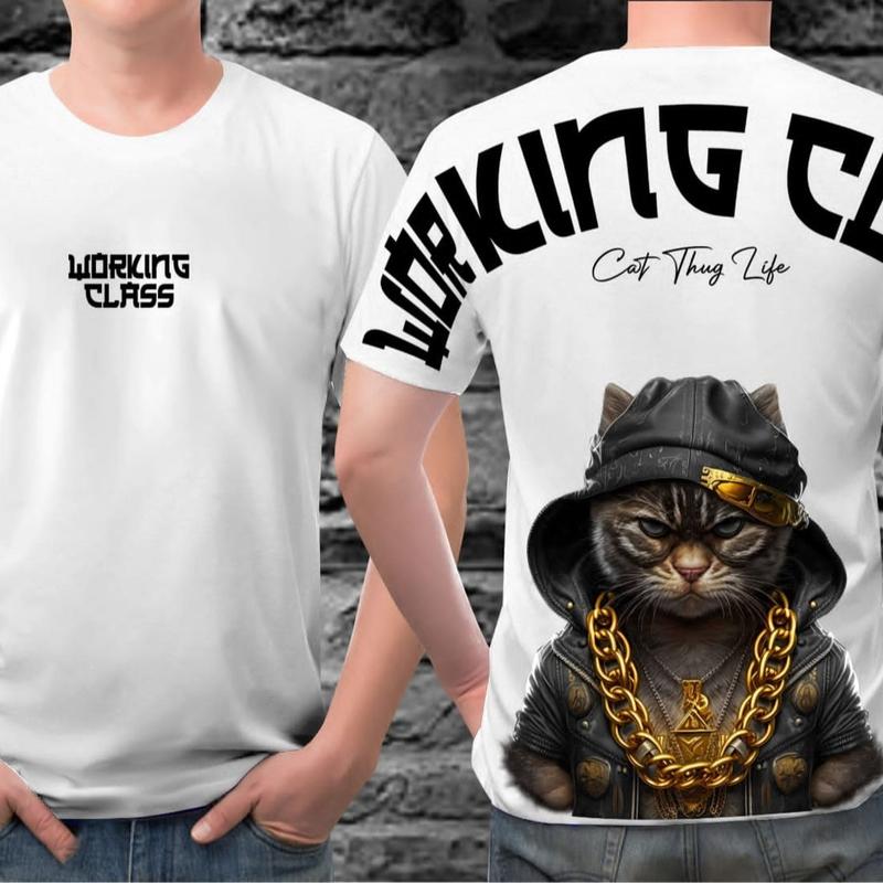 Product Introduction of Atasan Kaos T-Shirt Pria Distro Streetwear Motif CAT WORKING Warna Hitam Lengan Pendek Terbaru Bahan Katun 5