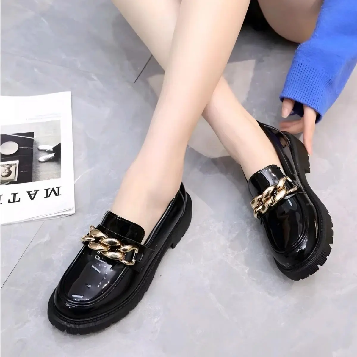 Sepatu Docmart Wanita Mawar Kasual Korea Hitam Oxford Wanita Kekinian Terbaru Flat shoes Loafers Cewek Sekolah Bisa Cod