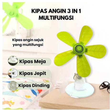 Kipas Angin jepit 3-in-1 24Wdinding,duduk,jepit, 5 bilah, kipas kecil hemat energi, kipas rumah tangga senyap