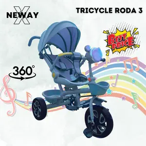 NewayX Sepeda Anak 5in1 Roda 3 Tricycle Bayi Roda Tiga Sepeda Stroller Dorong Tidur Duduk Musik Lampu