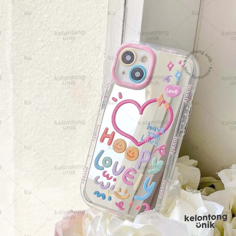 KELONTONG UNIK | Happy Lovely Mirror Case/ Case Cermin - Casing HP/ Hardcase for iPhone 11 12 13 14 15 16 PRO PROMAX PLUS Aksesoris ,CIIH 7
