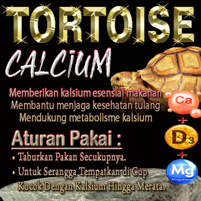 15GR TORTOISE CALCIUM + VITAMIN D3 KALSIUM BUBUK POWDER REPTILE TORTO KURA-KURA DARAT SULCATA ALDABRA PARDALIS CHERRY HEAD SULKATA SUPLEMEN KESEHATAN TULANG REPTILE OBAT MENCEGAH MBD METABOLIC BONE DISEASE 1