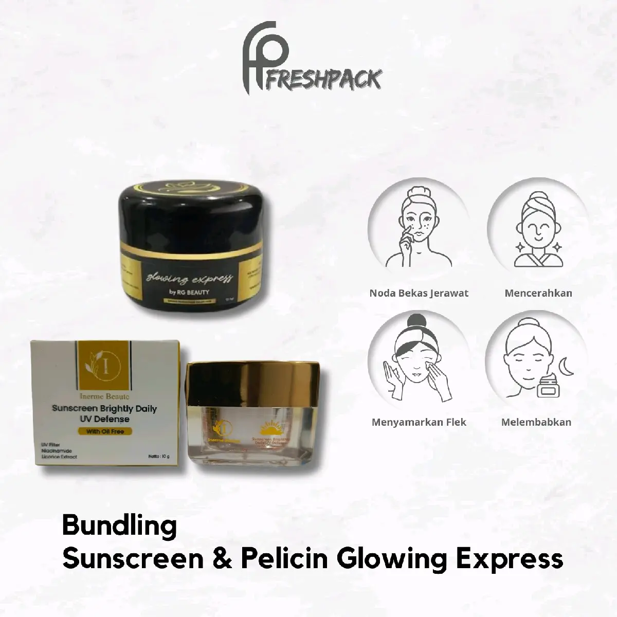 Sunscreen Inerme Beaute With Pelicin Glowing Express Perawatan Wajah Kusam Pelembab Pencerah