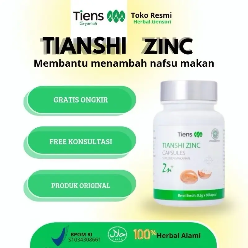 TIENS Zinc - Nutrisi Anak/Suplementasi untuk Anak dan Dewasa, Kapsul Manis 60 pcs nafsu makan