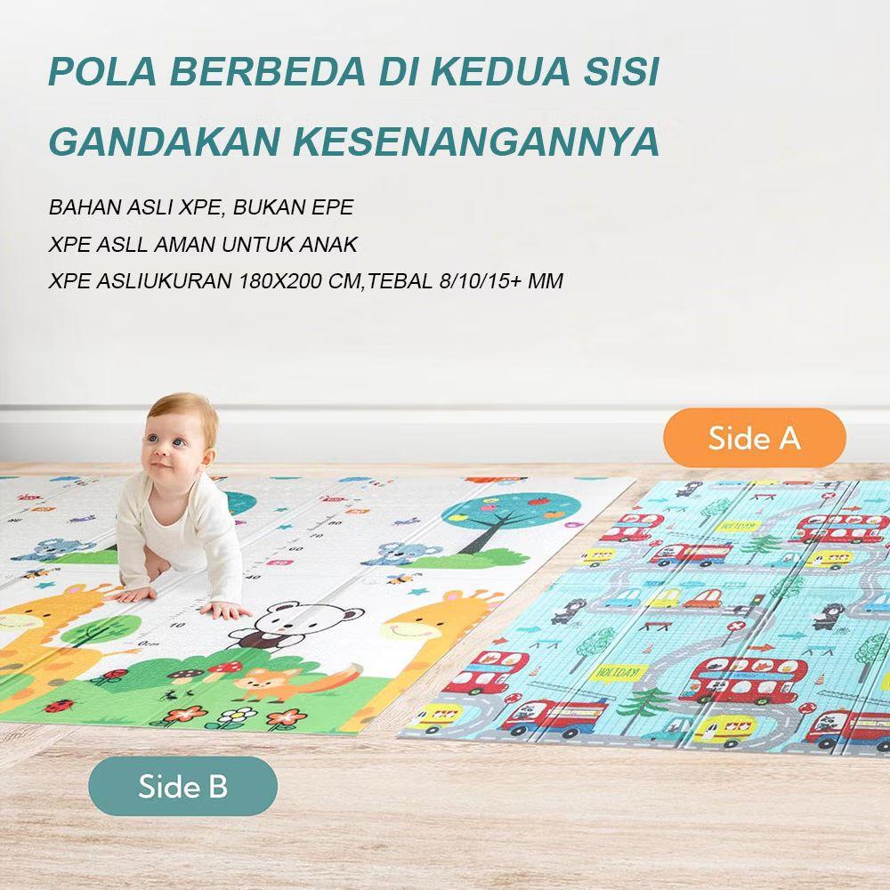 Playmate Bayi Karpet Lipat Motif 200x180cm & 120x180cm Tebal 8-15mm Matras Lipat SNI untuk Kegiatan Bayi Bantal Empuk Tikar Puzzle Stok Ready
