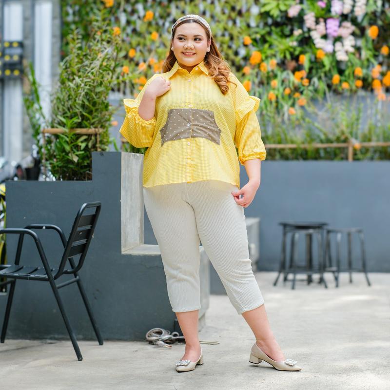 Siselyo Aniisa Pocket Square Tops – Atasan Wanita Big Size – Kemeja Lengan Panjang Jumbo Wanita kemeja  viral 1