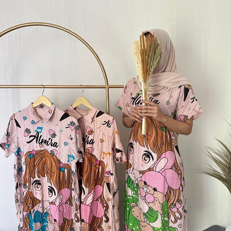 daster almaira gambar kartun boneka lucu Katun Santai Nyaman Tidur Piyama Kain Wanita 0