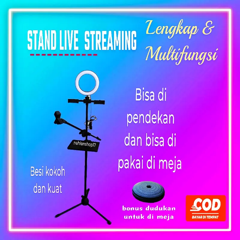 PAKET TRIPOD LIVE STREAMING STAND AUDIO HOLDER 2HP RING LIGHT HOLDER PANJANG STAND RINGLIHT CAMERA LED PAKET TRIPOD TRAY SOUNDCARD DUDUKAN SOUND CARD KOMPLIT 0