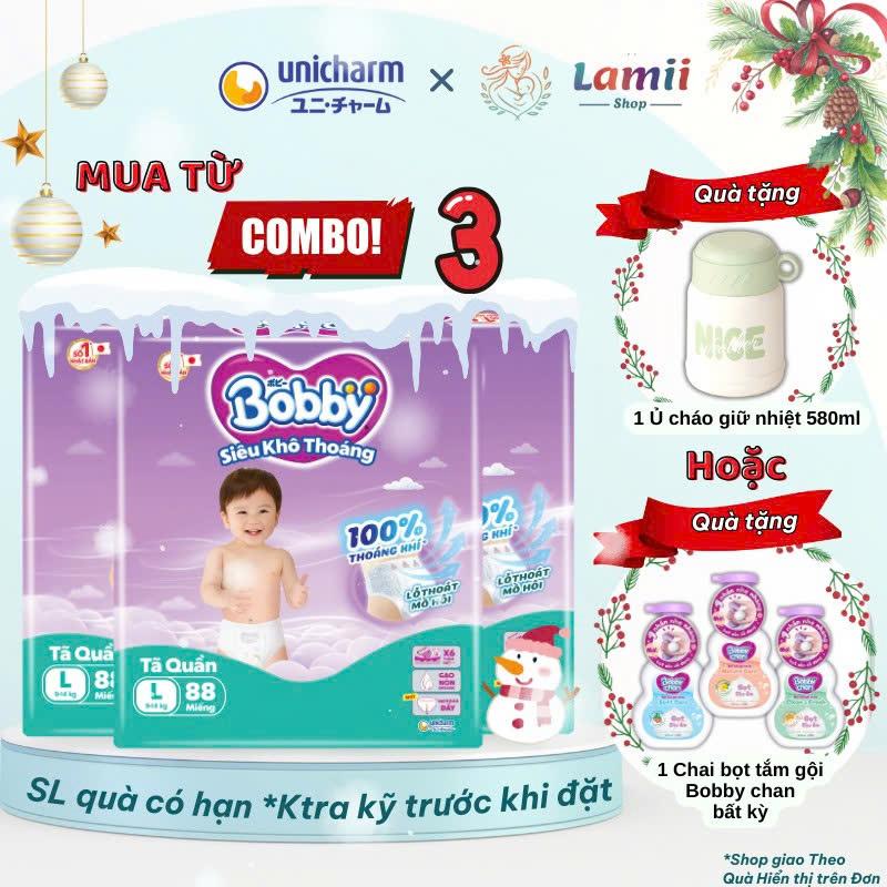 V Combo 3 Gói Tã Quần Bobby Ultra Siêu Tiết Kiệm M96 L88 XL74 XXL70 Thấm Hút Tốt Giữ Bé Khô Thoáng Lamii Shop