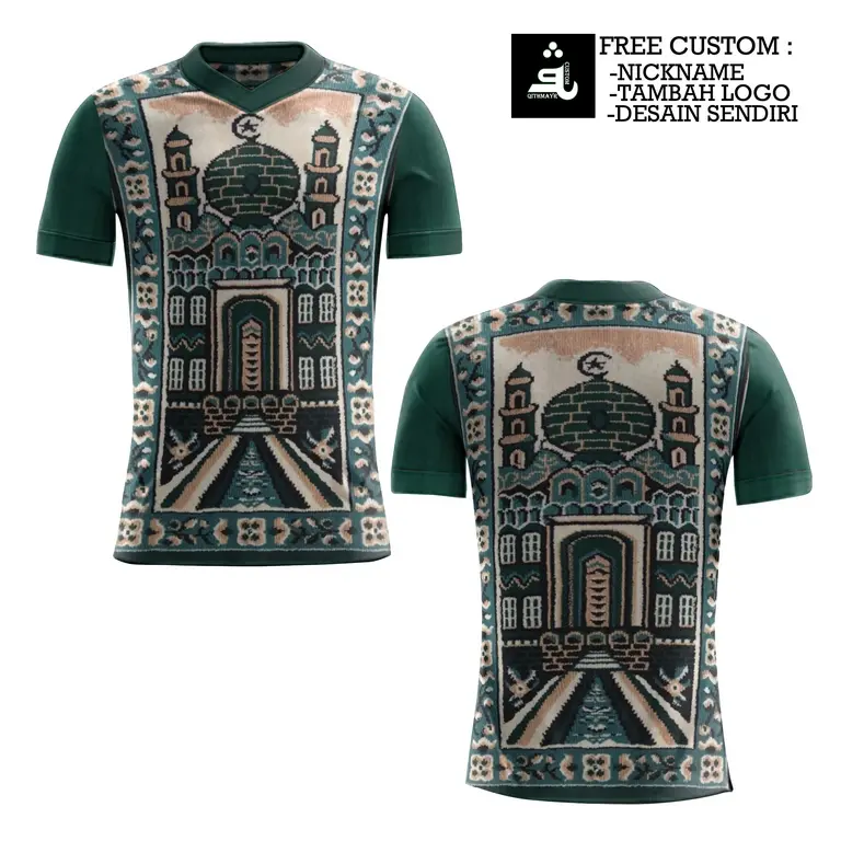 kaos pria motif karpet masjid - tshirt distro sajadah masjid hijau Fullprint/sublimation 3D terbaru 2024 1