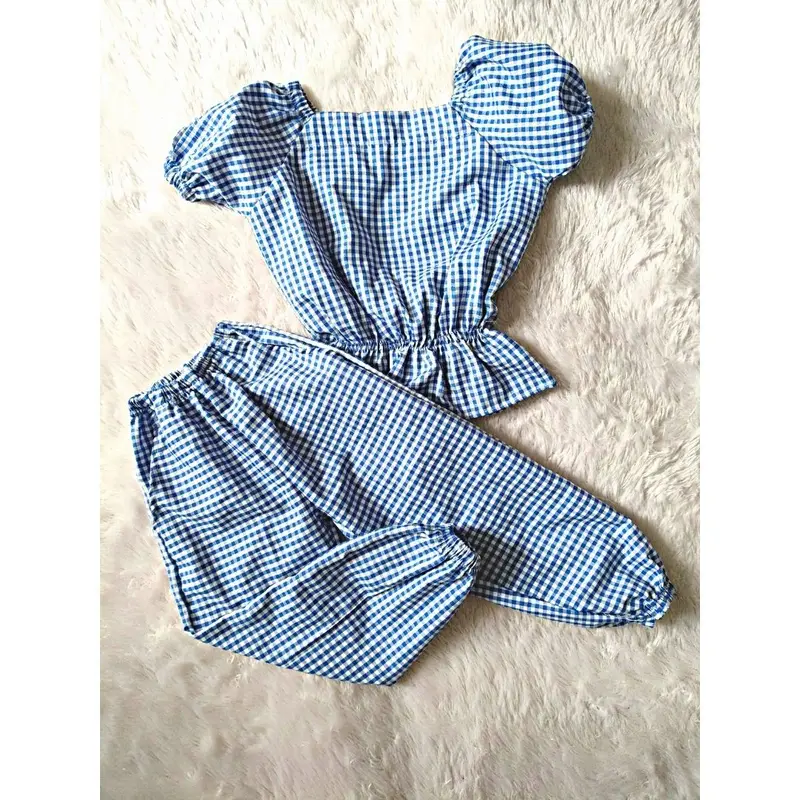 Visiru - KORI SETELAN ANAK PEREMPUAN 1 2 3 4 5 TAHUN BAJU MURAH OOTD 1 THN KEKINIAN LUCU LENGAN PENDEK CELANA PAJANG BIRU MERAH Nyaman Lembut Katun Bayi 2
