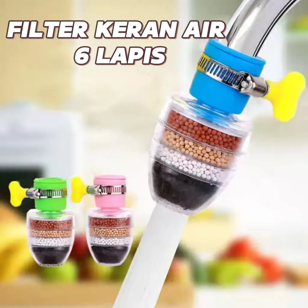FILTER KERAN KRAN AIR 6 LAPIS BATU/ SARINGAN KERAN AIR 6 LAPIS FILTER KRAN PENYARING AIR KOTOR CUCI PIRING PENYARING KERAN AIR KOTOR WASTAFEL / SAMBUNGAN KERAN AIR MANDI