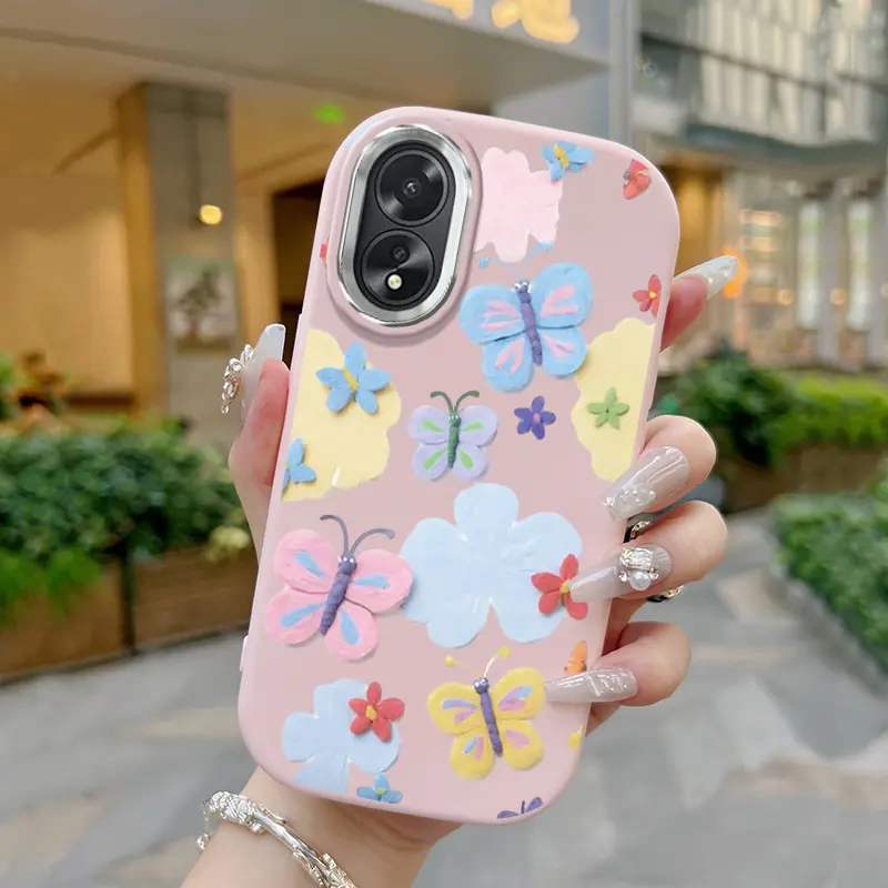 Casing Hp Untuk OPPO A18 A38 A2x Case Pola kupu-kupu bunga Kasing Kesing Silikon Softcase lemak Dwen Cesing 0
