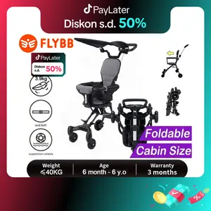 【Live Exclusive Only】S001 FLYBB Magic Stroller Baby 2 Way Travel Lightweight Foldable (Sepeda Motor Dapat Dibawa) Cabin Roda Boys Girls Toddler Bayi Dorong Kursi Exotic Trike stroller  bello