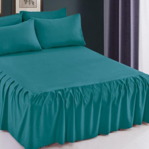 Product Introduction of (Skirting) Solid Color / Plain Color Supersingle Fitted Sheet With Skirting Set Pillow Case And Bolster Case Set 16