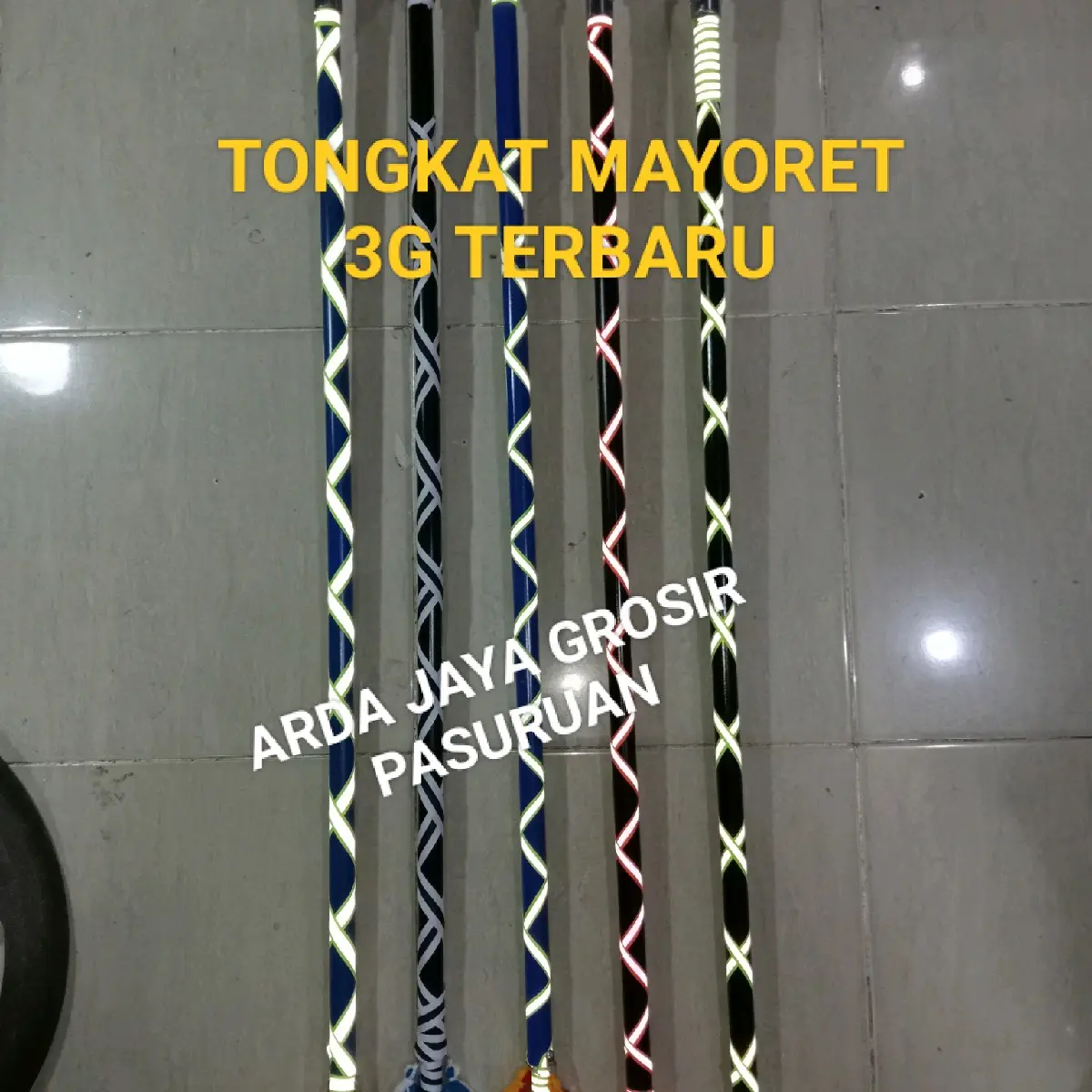 Tongkat mayoret droumband berkualitas(Tongkat lentur) dengan tali pita ,utk TK,SD,SMP,SMA/UMUM