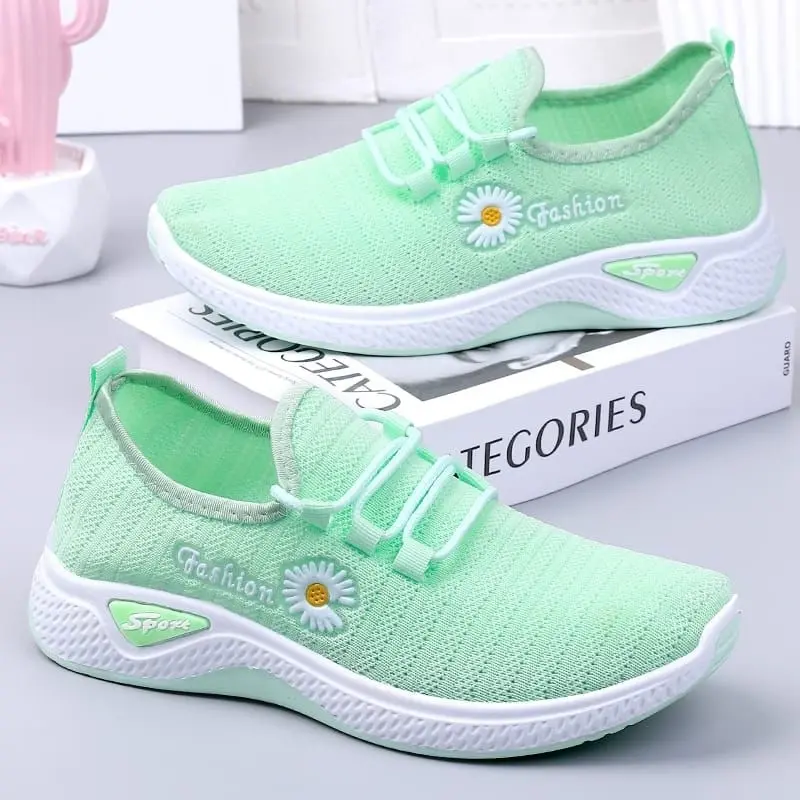 SepatuShoe ,  SNEAKERS WANITA SEPATU VIRAL, SEPATU WANITA MOTIF BUNGA, SEPATU WANITA MOTIF KEMBANG , COLOR 2023 , SW03N Hitam Karet Merah Casual