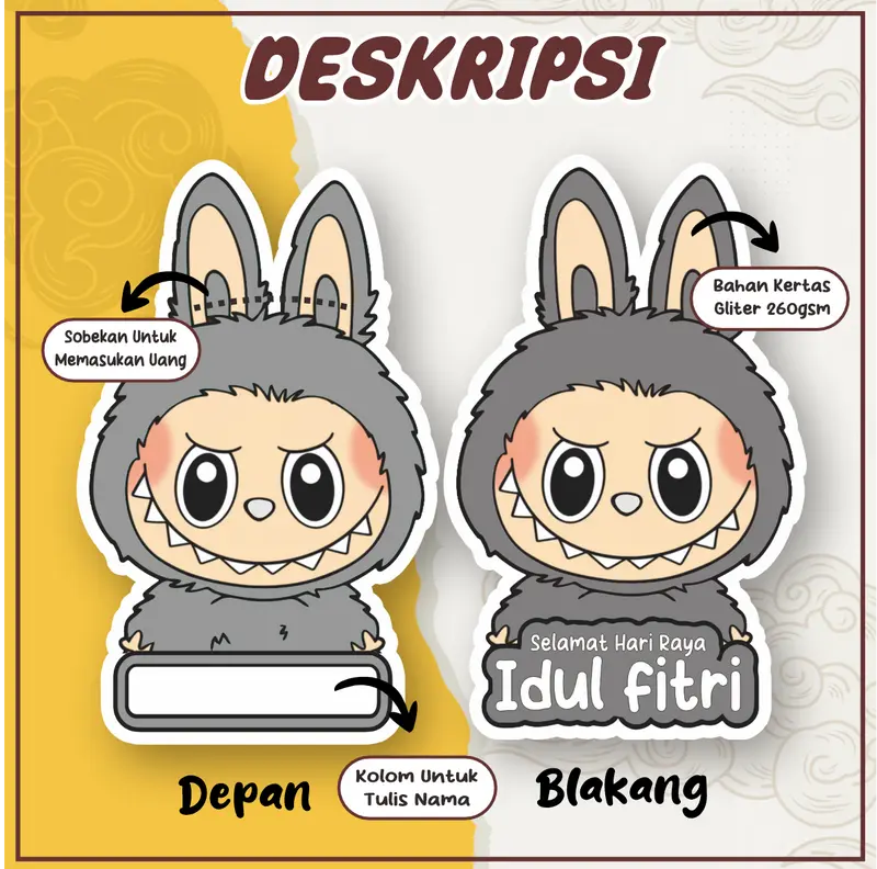 AMPLOP THR KARAKTER LABUBU LUCU BISA REQUEST WARNA 1