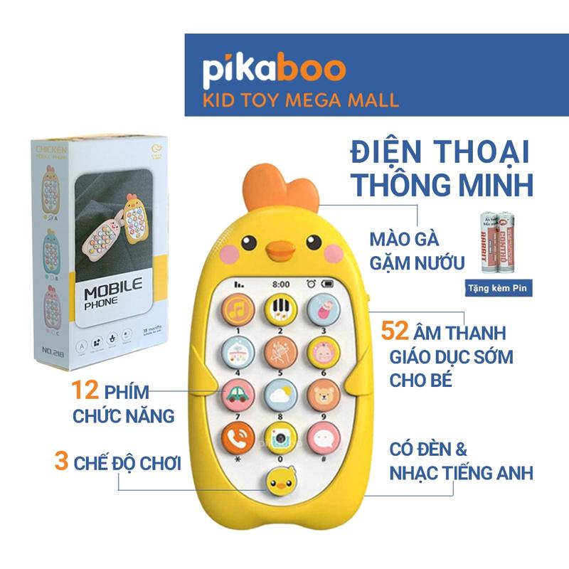 Điện thoại đồ chơi cho bé gà vàng đáng yêu Pikaboo có đèn và nhạc chất liệu nhựa an toàn