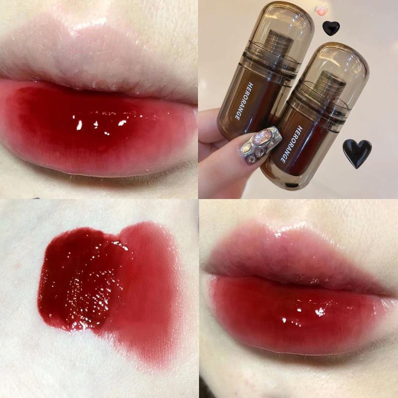 Son Môi tráng Gương Trong Suốt Màu Đen Herorange Son Bóng Nước Tạo Màng Không Dễ Dán Vào Cốc Thích Hợp Cho Học Sinh Son Môi Làm Trắng