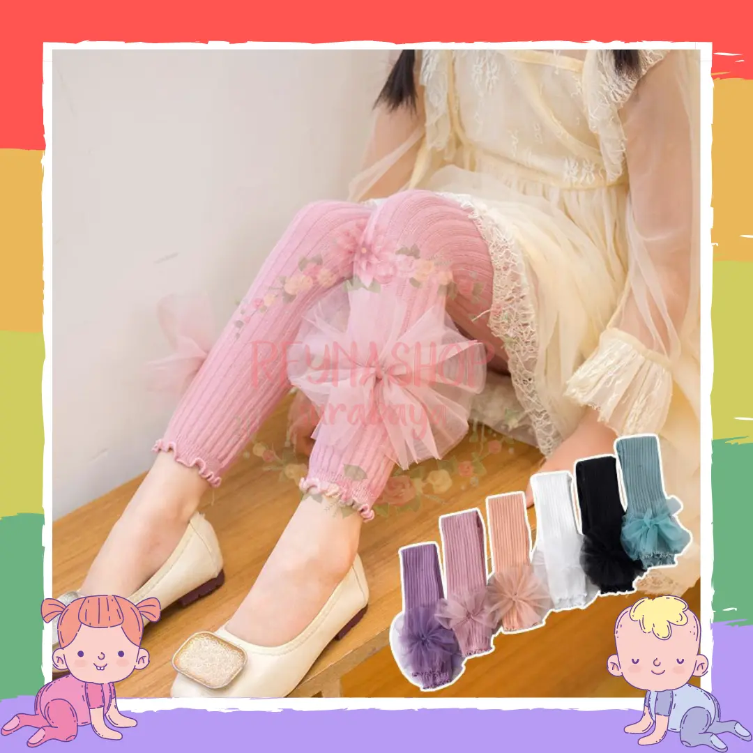 LGBK Legging Rajut Anak Bunga Till 3D Cotton Rajut Premium Import Legging Anak Perempuan