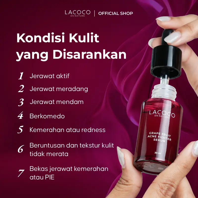 [BELI 2 MAKIN CUAN] Lacoco Grape Fruit Acne Fighter Serum 20ml Berjerawat Perawatan Wajah 2