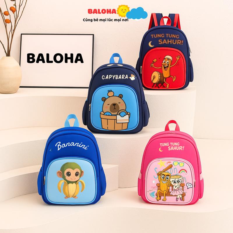Balo đi học mẫu giáo, mầm non cho bé trai bé gái siêu nhẹ, mềm mại, họa tiết dễ thương chống thấm nước HAB223
