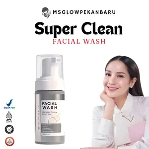 MS GLOW - FACIAL WASH SUPER CLEAN  Perawatan Wajah Membersihkan Muka Mencerahkan Pembersihan Cleansing