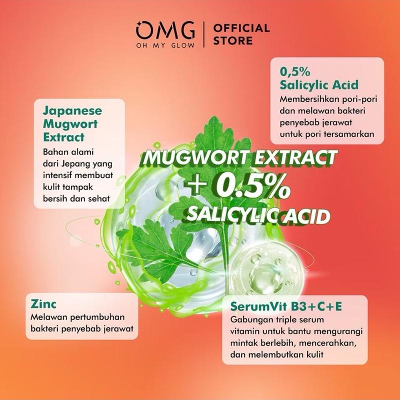 OMG OH MY GLOW Mugwort Acne Serum 20 ml - Serum Perawatan Kulit Berjerawat 2