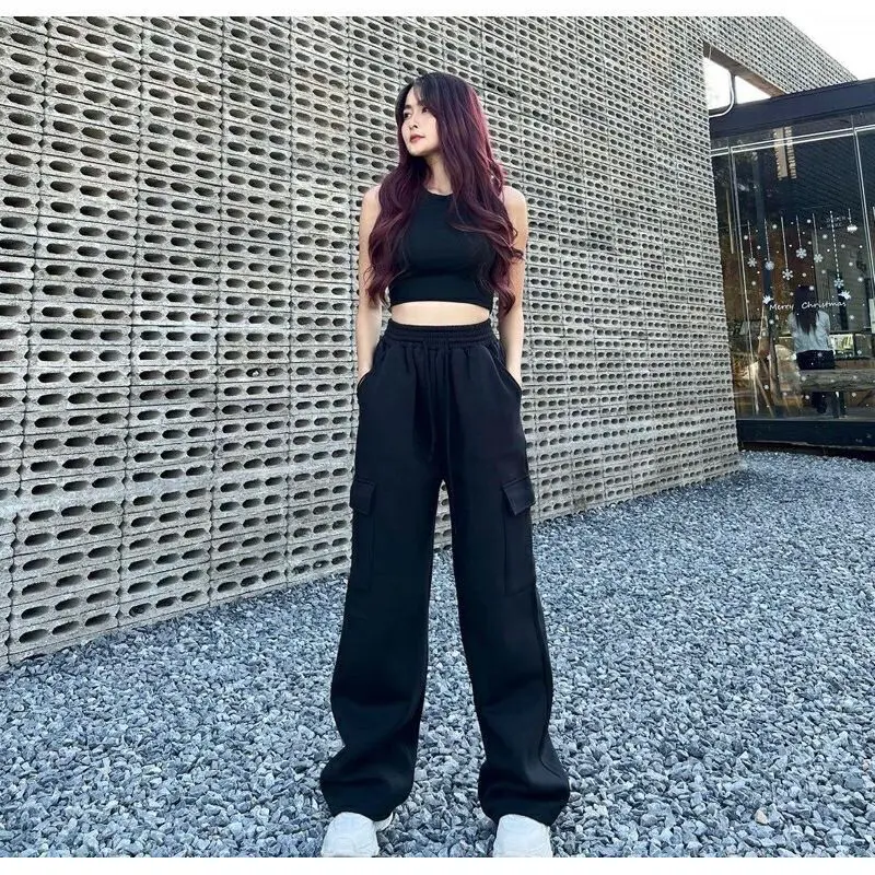 CELANA CARGO WANITA PANJANG STYLE WANITA KOREA Kulot Hitam 4