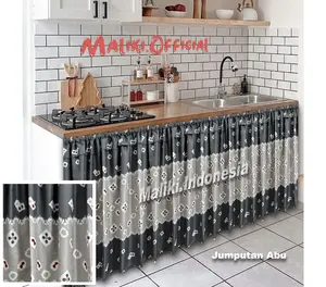 Homemade Promo Paket 4 pcs Gorden Kolong Dapur Aestetik Free Tali dan 2 Hook Tempel Tutupkolongdapur - Hordeng Katun gorden  dapur Curtain