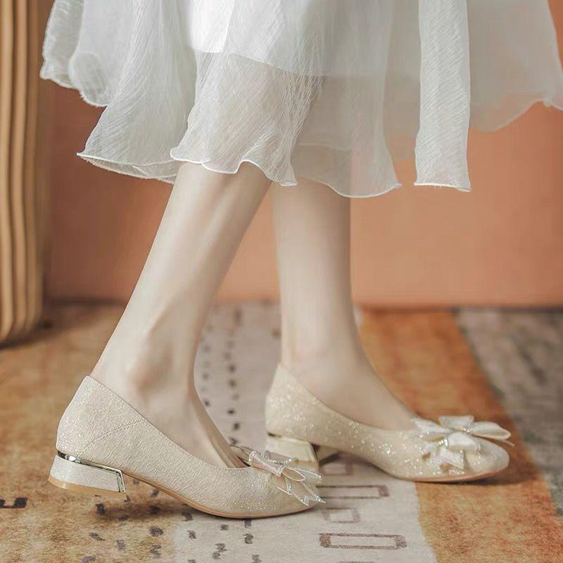 Product Introduction of Pumps women thick heels engagement shoes new evening style gentle all-season low heels daily wear bridesmaid shoes 2022 Girl Footwear 20