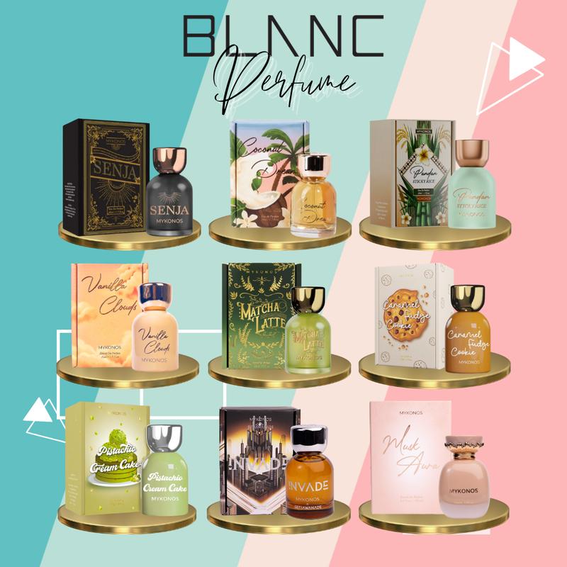 Nước Hoa Mykonos Senja EDP, Sansa EDP, Aphrodite EDP, Musk Aura EDP, Coconut Dreams EDP, Vanilla Clouds EDP, Pistachio Cream Cake EDP, Caramel Fudge Cookie EDP, Berry Caramel Pancake EDP, Matcha Latte Extrait De Parfum Perfume