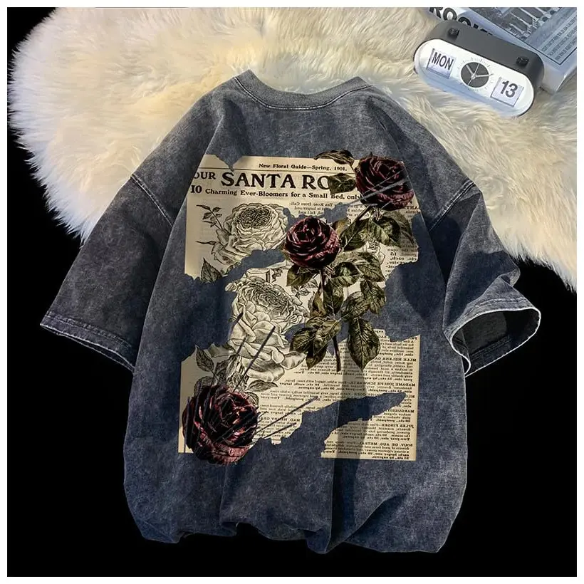 SILVANESSA SHIRT TERBARU SANTA ROSE BLACK 2 SIDE WASH KAOS SANTAI LENGAN PENDEK BAHAN KATUN COMBED 24S
