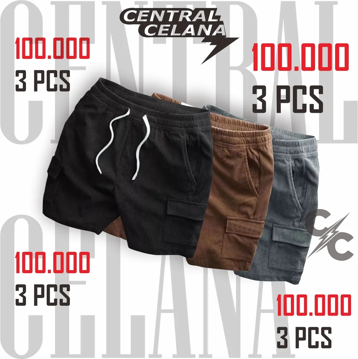 Celana Pendek Bortshort Pria Bahan Corduroy Ukuran Unisex
