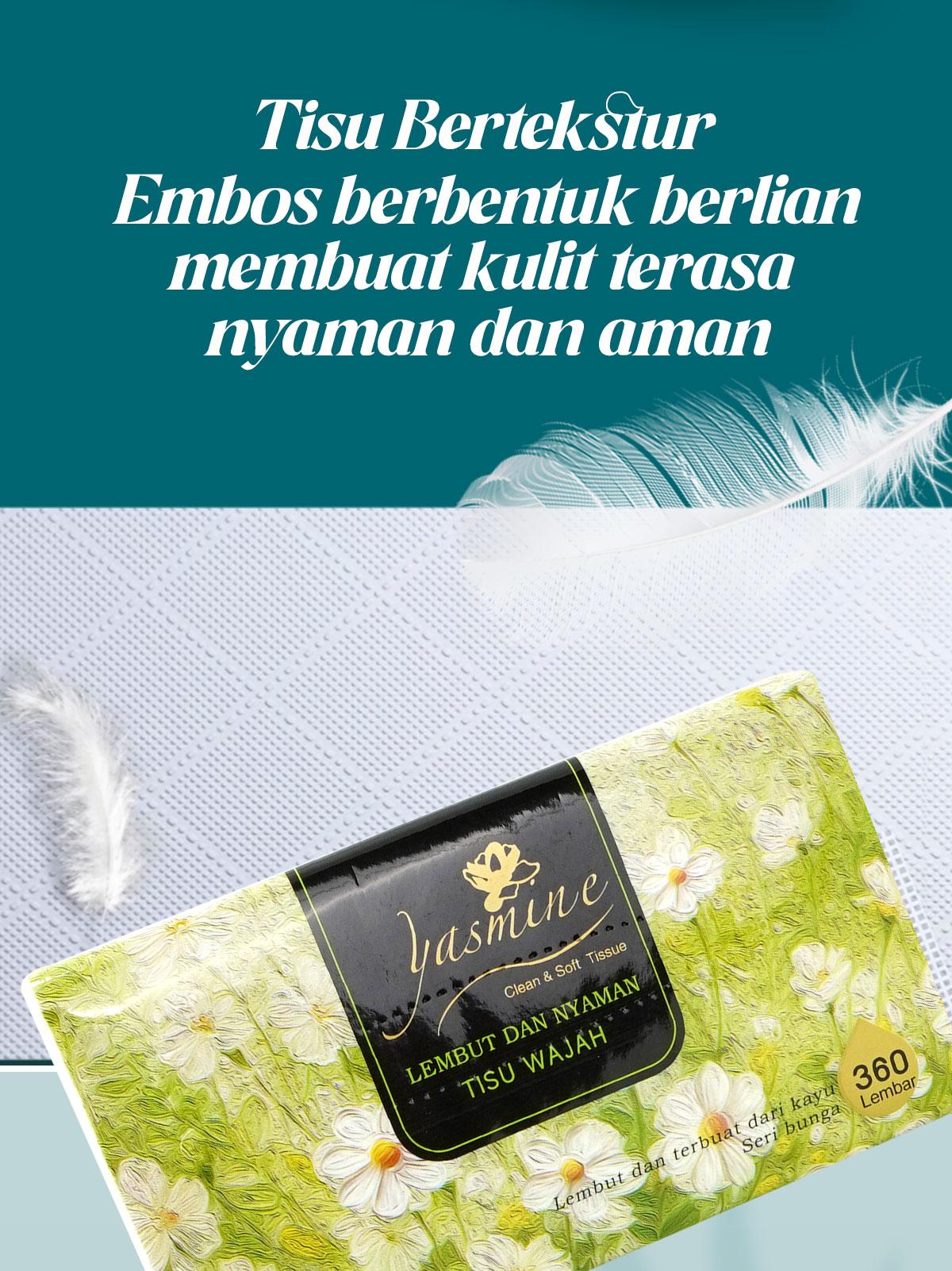 Yasmine Tisu 6 PACK 360 helai 3 ply soft facial tissue tisu serbaguna 100% Serat Alami Tidak Mengandung Bahan Kimia Aman untuk Semua Kulit