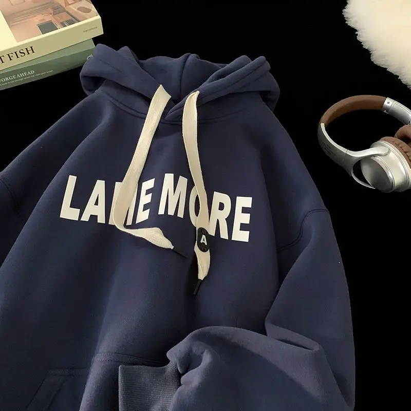 Áo hoodie nam, ngoại cỡ Mỹ, chải nặng, mùa thu và mùa đông, Thương Hiệu Thời Trang , rộng rãi, đa năng, Áo khoác cặp đôi， Menswear， Dài Tay， Có Túi