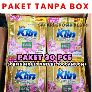 Paket 30 Sachet Soklin Liquid Nature 1000an Jumbo 80 Wangi Bersih Bisa COD