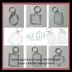 Gantungan Kunci Ganci Akrilik Insert Paper / Akrilik Bening Polos