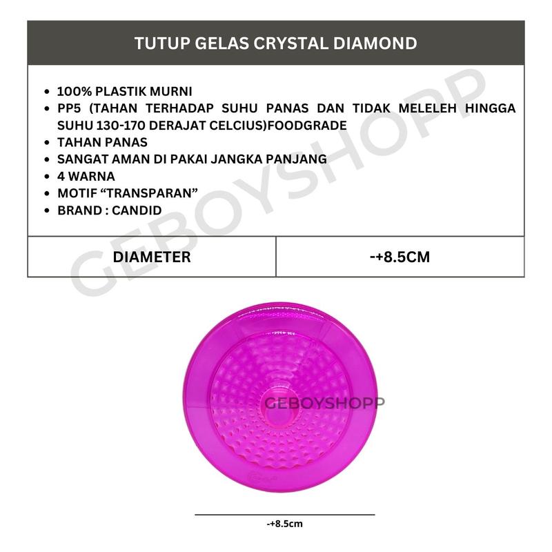 Product Introduction of [1PACK 12PCS] Candid Tutup Gelas CRYSTAL DIAMOND / Tutup Cangkir / Tutup Mug Plastik Food Grade PP5 16