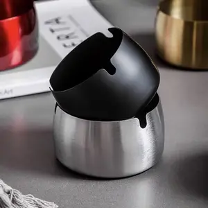 AOE - Asbak Stainless Steel Tebal Silver 8cm / Asbak Bulat Besi Polos 3 Lubang / Asbak Anti Karat Tahan Lama / Modern Cafe Style