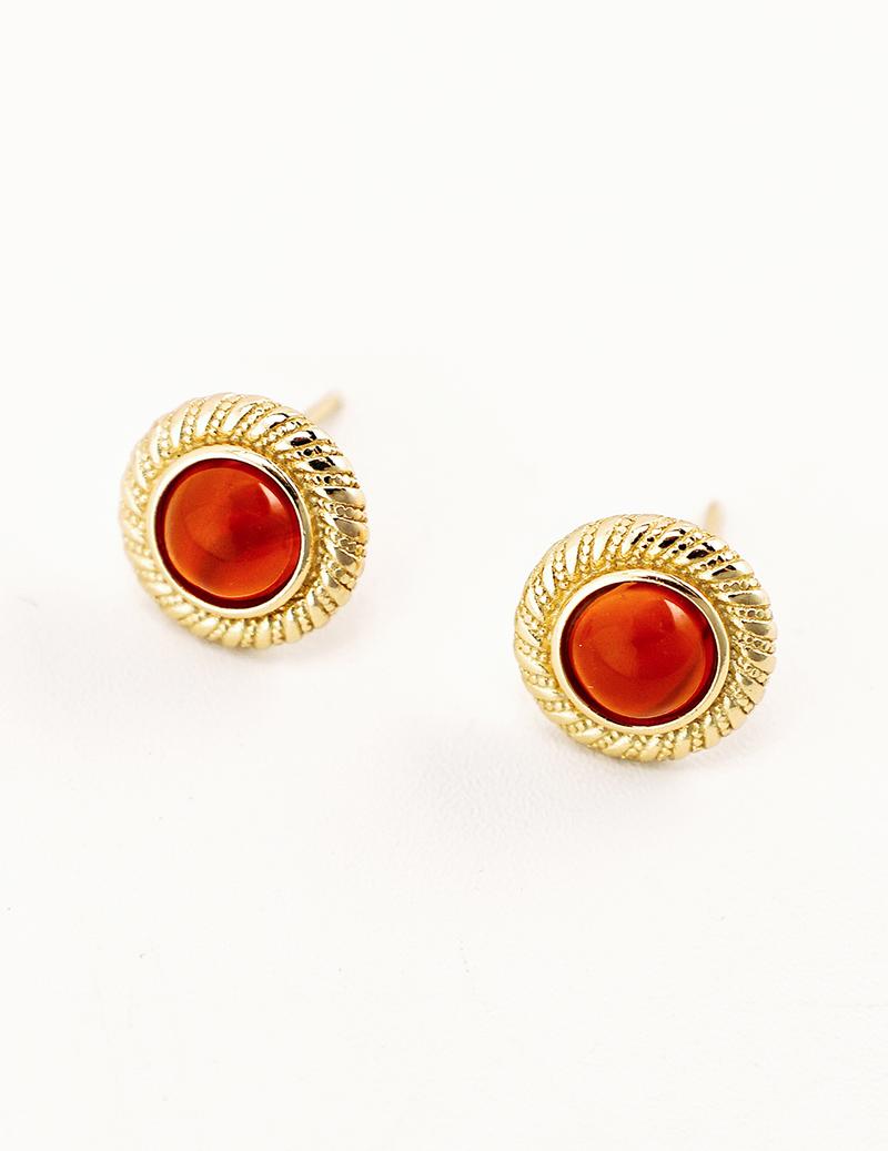 Product Introduction of 925Vintage - inspired Carnelian Earrings, Twisted Gold Frame, Ideal for Stylish Girls, Statement Jewelry, Unique Appeal dsmp  earrings 10