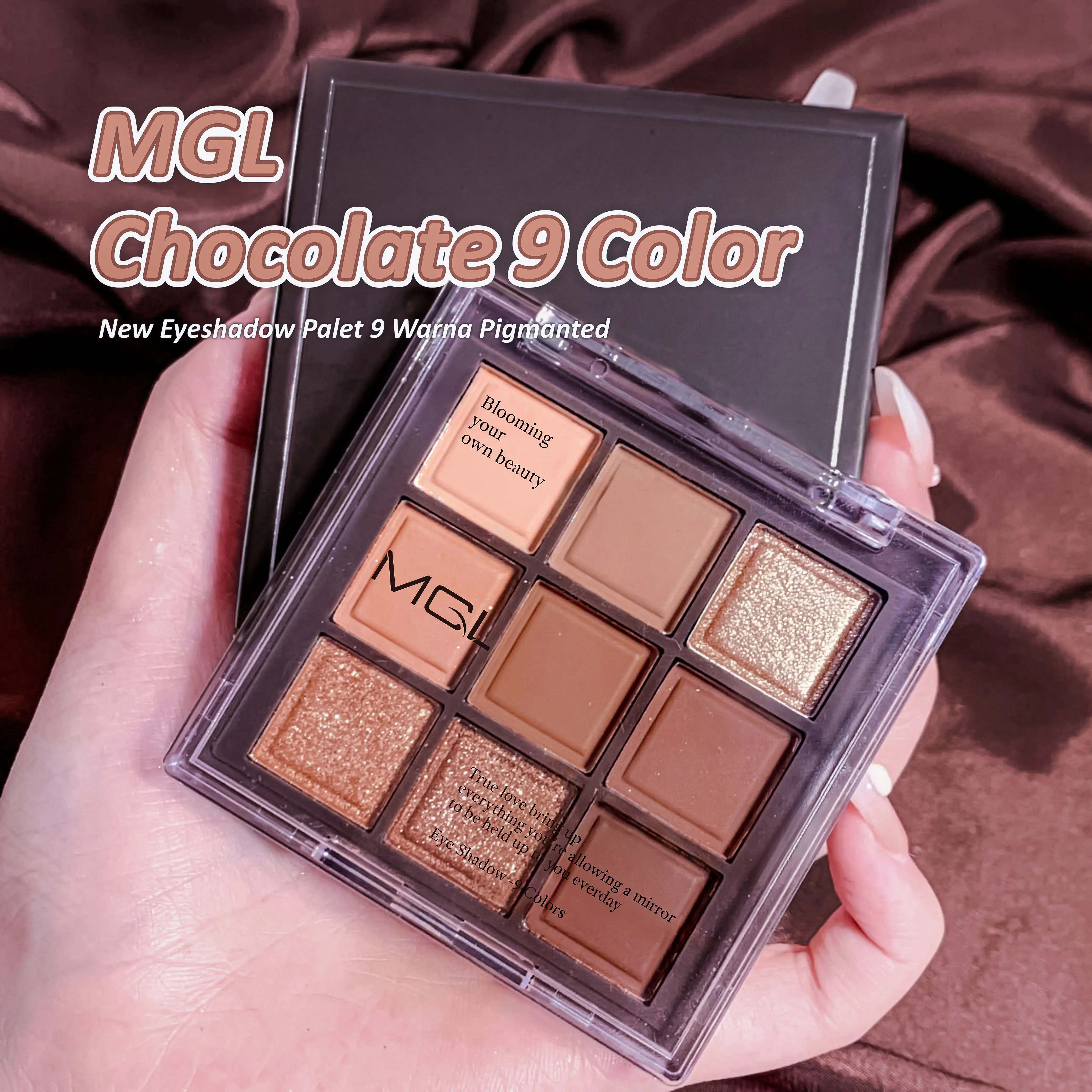 [Skistore] BPOM Eyeshadow MGL Chocolate 9 Color Palette Matte Glitter Pigmented Lasting