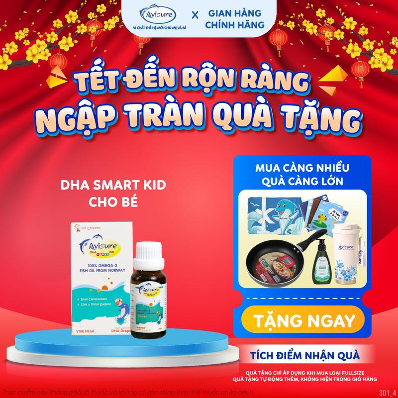 DHA cho bé từ sơ sinh Avisure DHA Smart kid cung cấp DHA Vivomega Nauy hỗ trợ bé phát triển não bộ và thị giác  lọ 30ml 