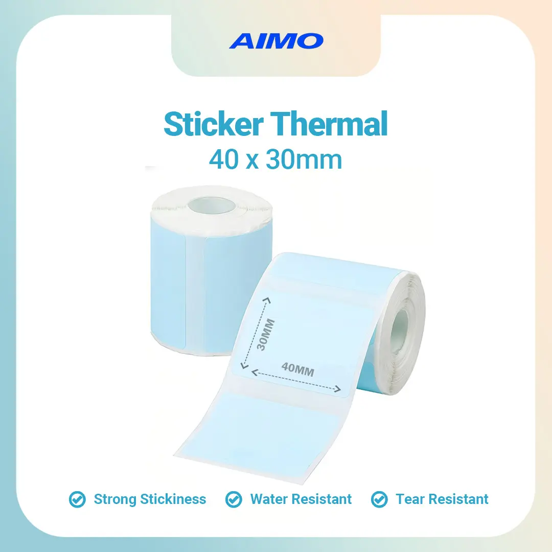 AIMO Thermal Paper 40x30mm Blue Label Printer Paper 230pcs/Roll 1.57"x1.18", 230 Labels/Roll M110 M200 D520 AM243