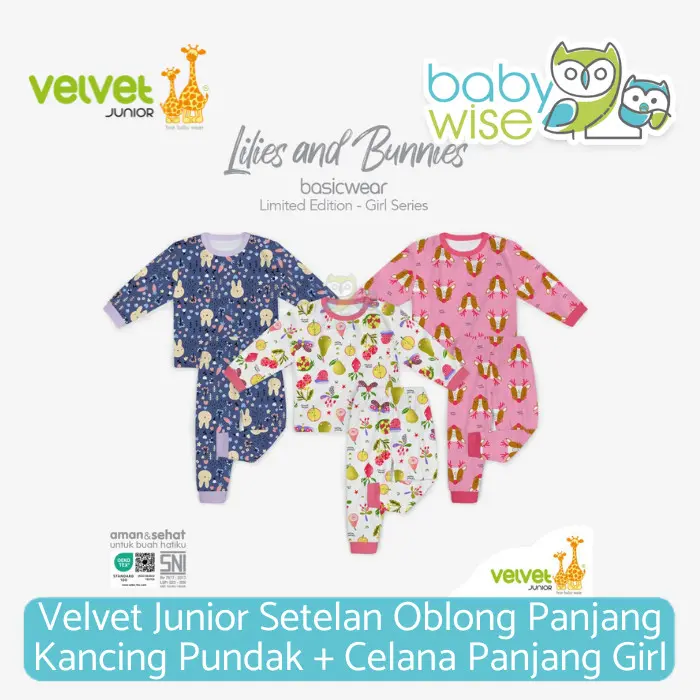 M♪1P Velvet Junior Setelan Oblong Panjang Kancing Pundak Girl P»In