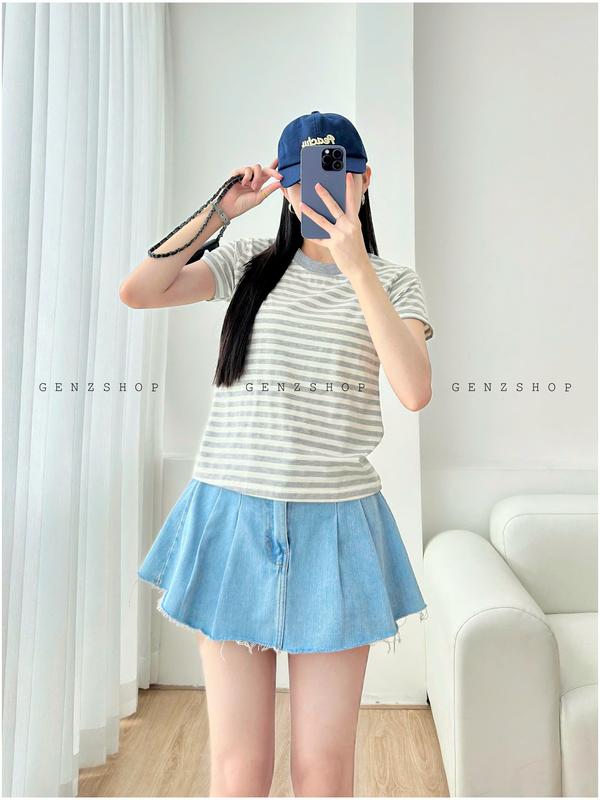 Áo Thun Sọc Ngang Form Babytee  Màu Trung Tính Áo Form Vừa Nữ - Thương Hiệu Uy Tín BBT25 8