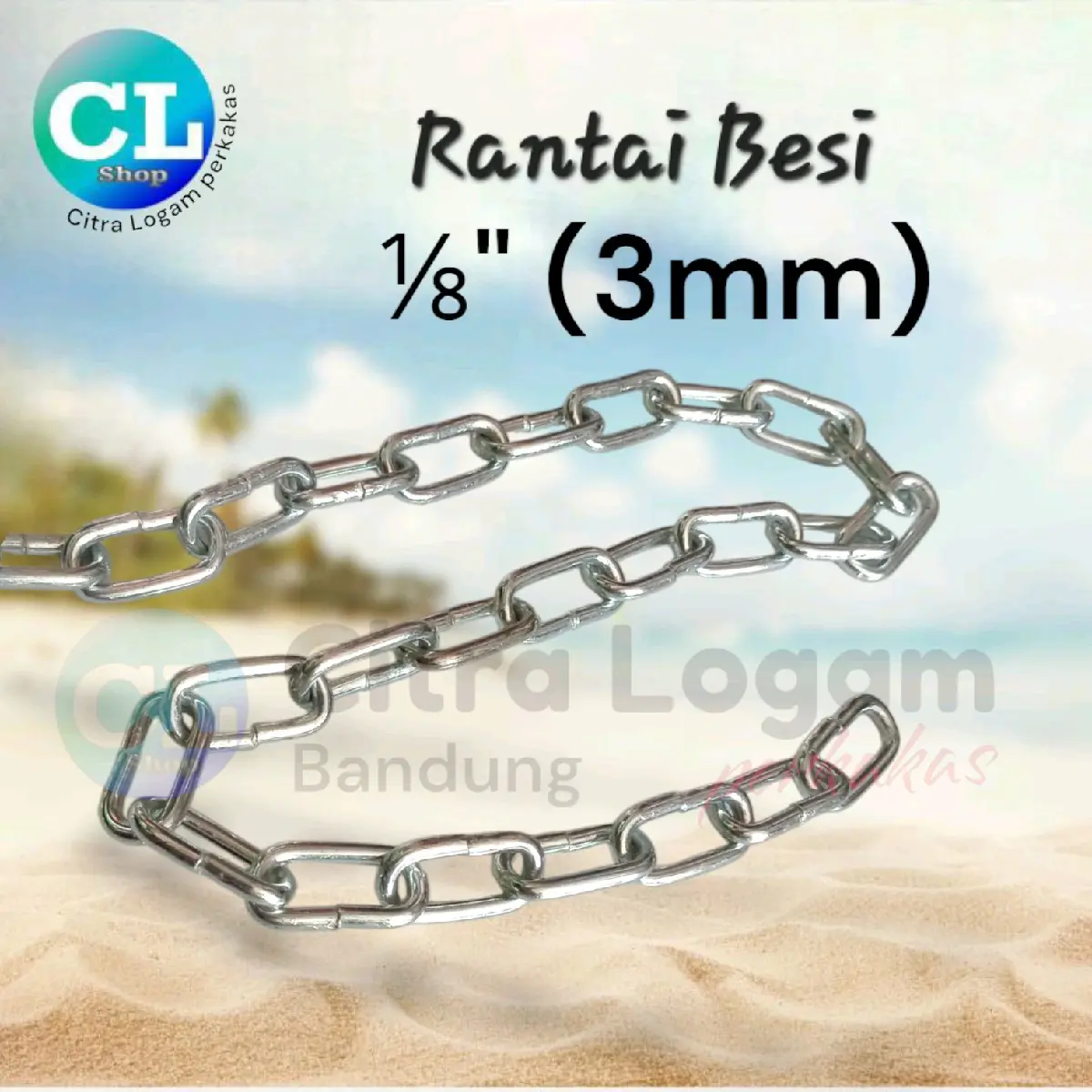 RANTAI BESI 3mm eceran / meteran rante kapal 1/8" kecil cocok untuk kunci gembok 20mm - 30mm