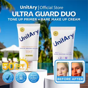 【Rekomendasi Artis】Unitary Mineral Tinted Physical Sunscreen SPF50+ PA++++ ；Skin Glowing Sunscreen SPF50+ PA++++ Ultra Guard& Glow Tahan Lama, SheerCoverage,Non-AcneSesuaikan Keseimbangan Air dan Minyak【Hassle-free Formula & Breathable】